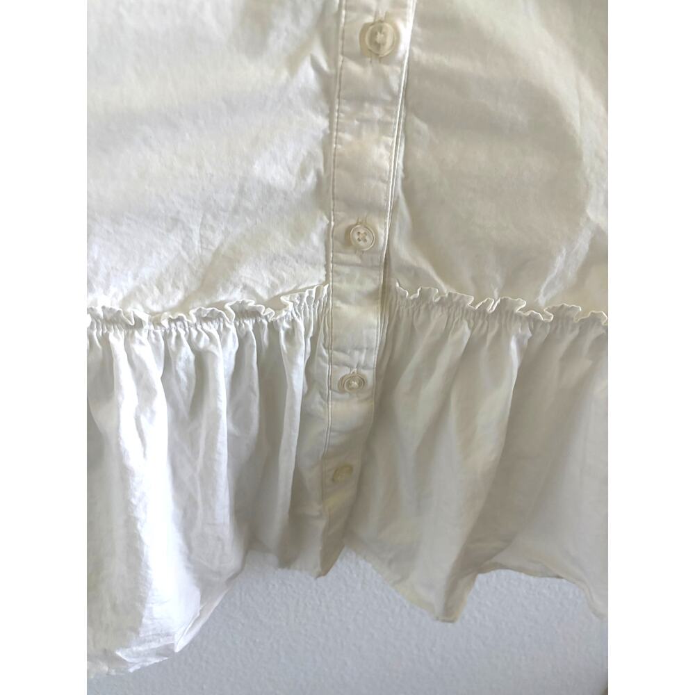 Quince White Organic Cotton Ruffle Shirt Dress Poplin Cottagecore M - Picture 4 of 9